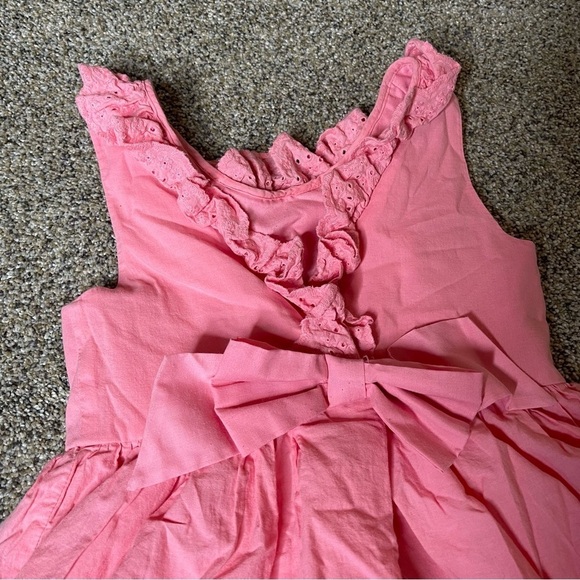 TAHARI Girls 7 Pink Eyelet Lace Sleeveless Fit & Flare Dress Ruffle. - Picture 3 of 5
